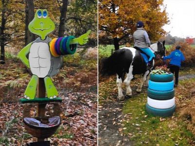 Picture: (L) One of the fun, interactive features that help develop a sensory experience for riders (R) A young disabled man on 