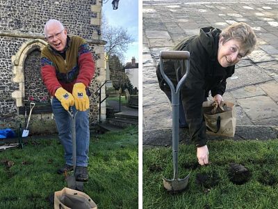 Crocus planting at St Dunstan's Church for polio