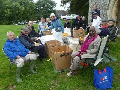 Our crew of Rotarians busy counting out the ducks. 