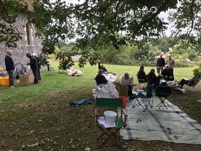 Members of the Club relax after a tiring but fun session of counting the ducks out. 