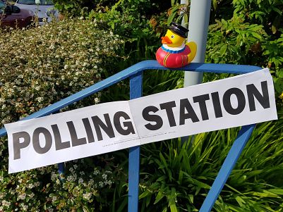 Duck travels: At the polling station!