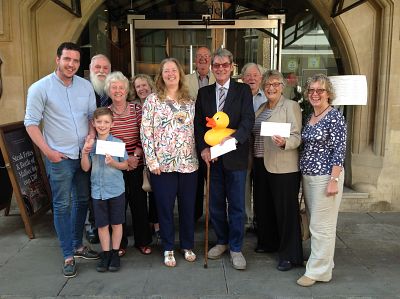 Duck race winners with President Sharon