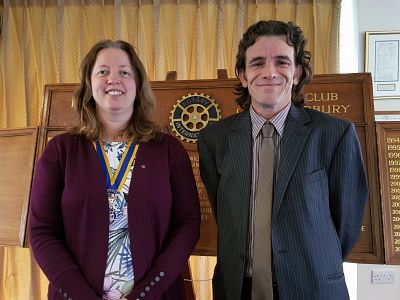 President Sharon Jordan with James Duff of Catching Lives.