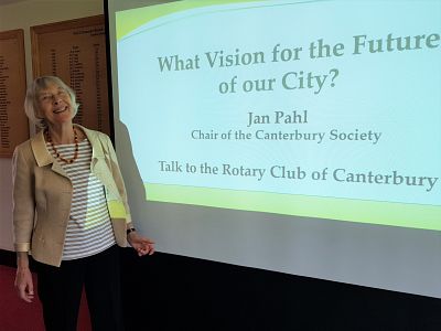 Professor Jan Pahl, Chair of the Canterbury Society talking to our Members.