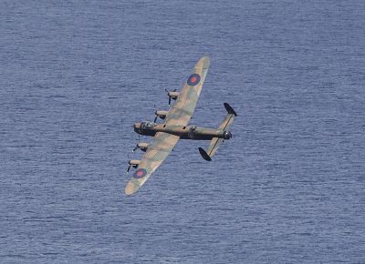 A picture of a Lancaster Bomber taken during an air show