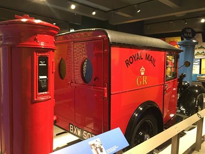 Pillar box and old van.