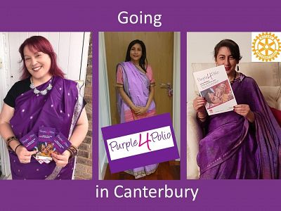 Some Canterbury Rotarians wear purple saris for polio!