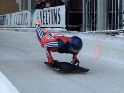 Rachel Hanagan, taking part in the skeleton